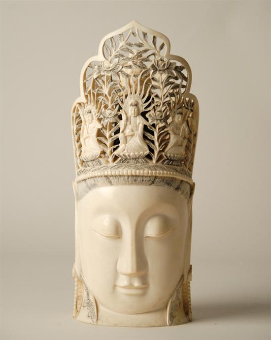 Appraisal: A th C Chinese Carved Ivory Head of Quan Yin