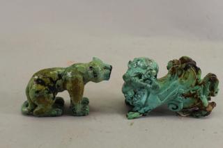 Appraisal: Carved Turquiose Stone Animal Figures Carved Turquiose Stone Animal Figures