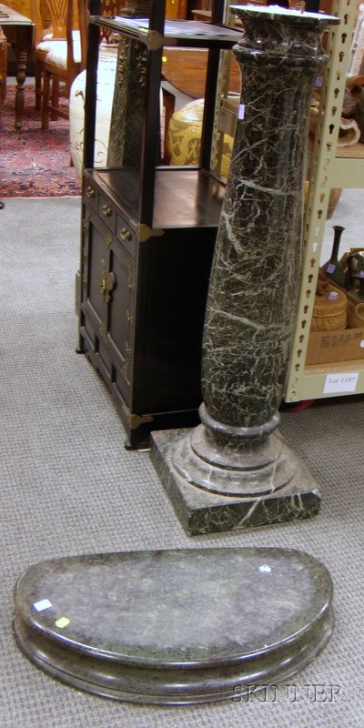 Appraisal: Marble Plinth with additional shaped marble base piece damage ht