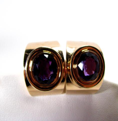 Appraisal: k yellow gold amethyst earrings in wide gold contemporary setting