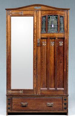 Appraisal: Liberty and Co leaded glass wardrobe Art Nouveau arched and