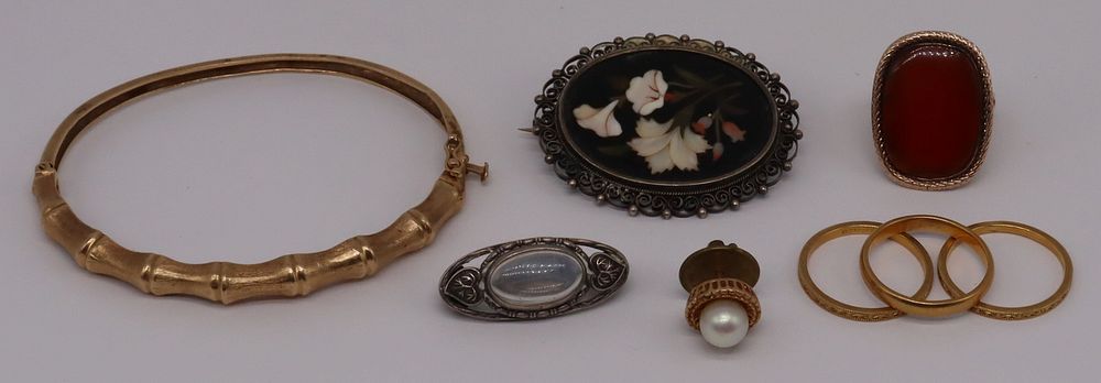 Appraisal: JEWELRY Assorted Estate Gold and Silver Jewelry Include a hinged