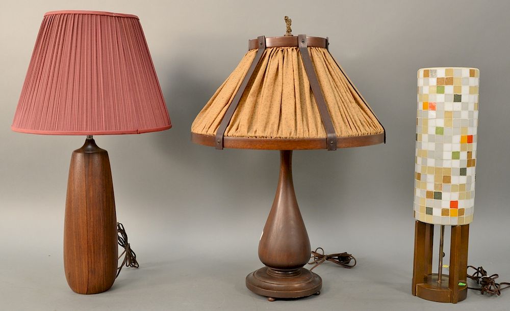 Appraisal: Three modern Danish style wood table lamps ht in in