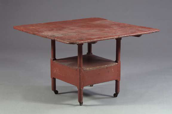 Appraisal: Early American Polychromed Pine Hutch Table early th century the