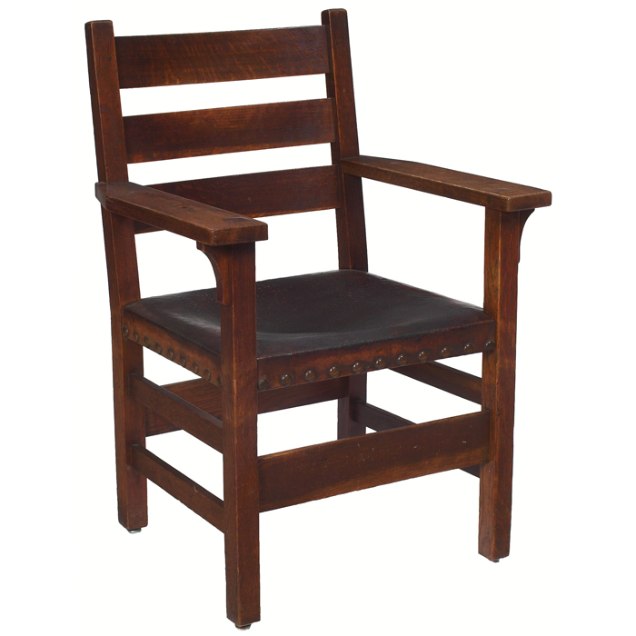 Appraisal: Gustav Stickley armchair