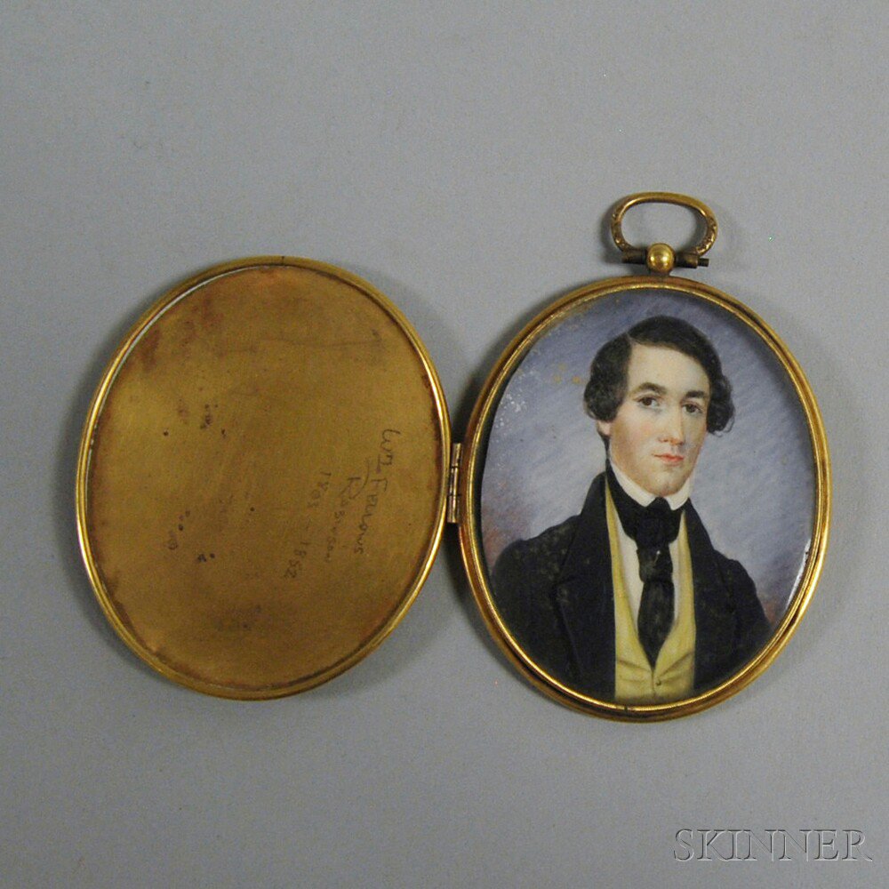 Appraisal: Cased Portrait Miniature of a Gentleman th century case inscribed