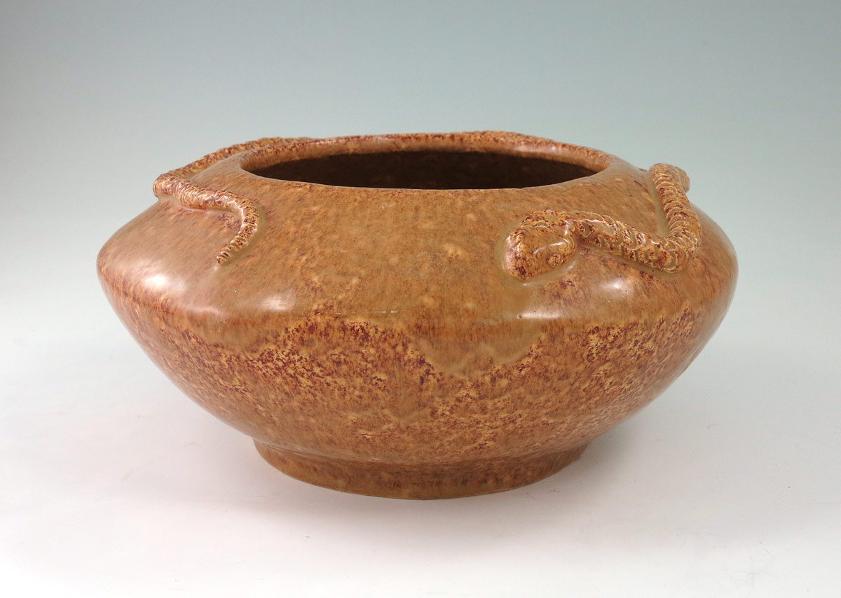 Appraisal: ART POTTERY attrib David Seyler Low planter with applied snake