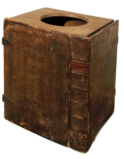 Appraisal: Travelling Commode in form of Large Book Wooden folio book