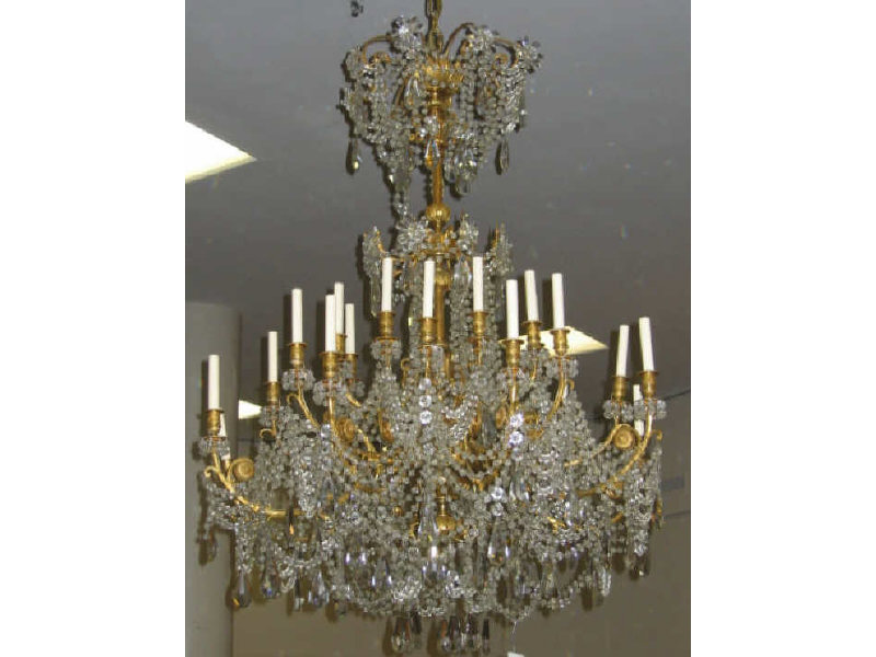 Appraisal: GILT BRONZE AND CRYSTAL -LIGHT CHANDELIER Having three layers of