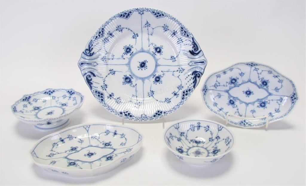 Appraisal: Group of Royal Copenhagen Blue and White Porcelain five total