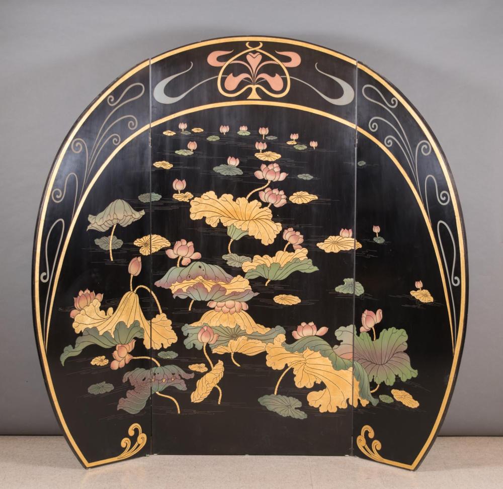 Appraisal: ROUND CHINESE COROMANDEL FLOOR SCREEN ON PEDESTAL the -panel floor