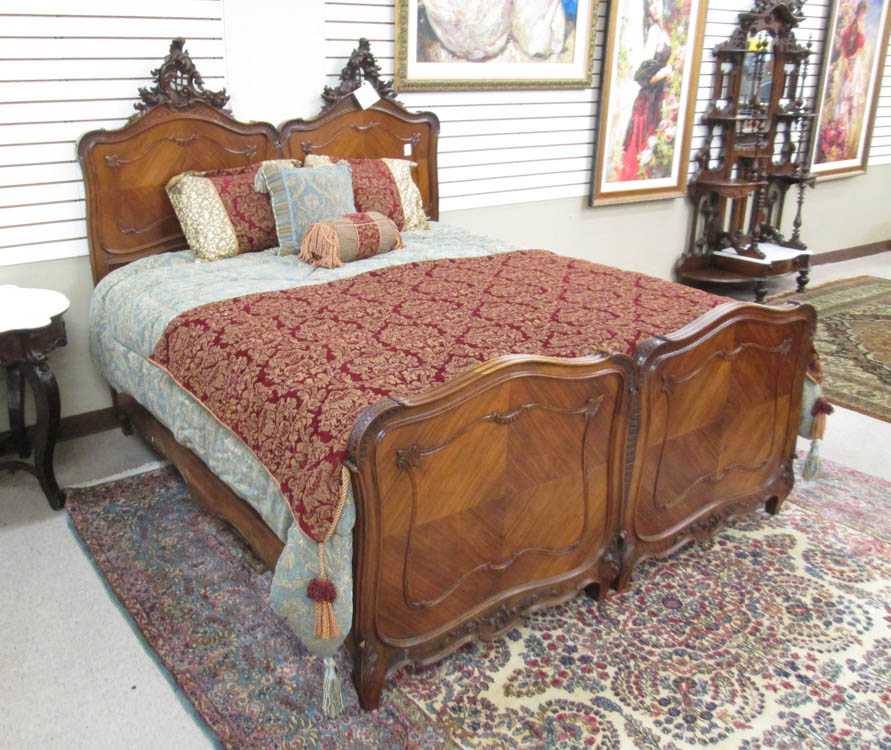 Appraisal: LOUIS XV STYLE KING TWIN BED WITH ORIGINAL RAILS French