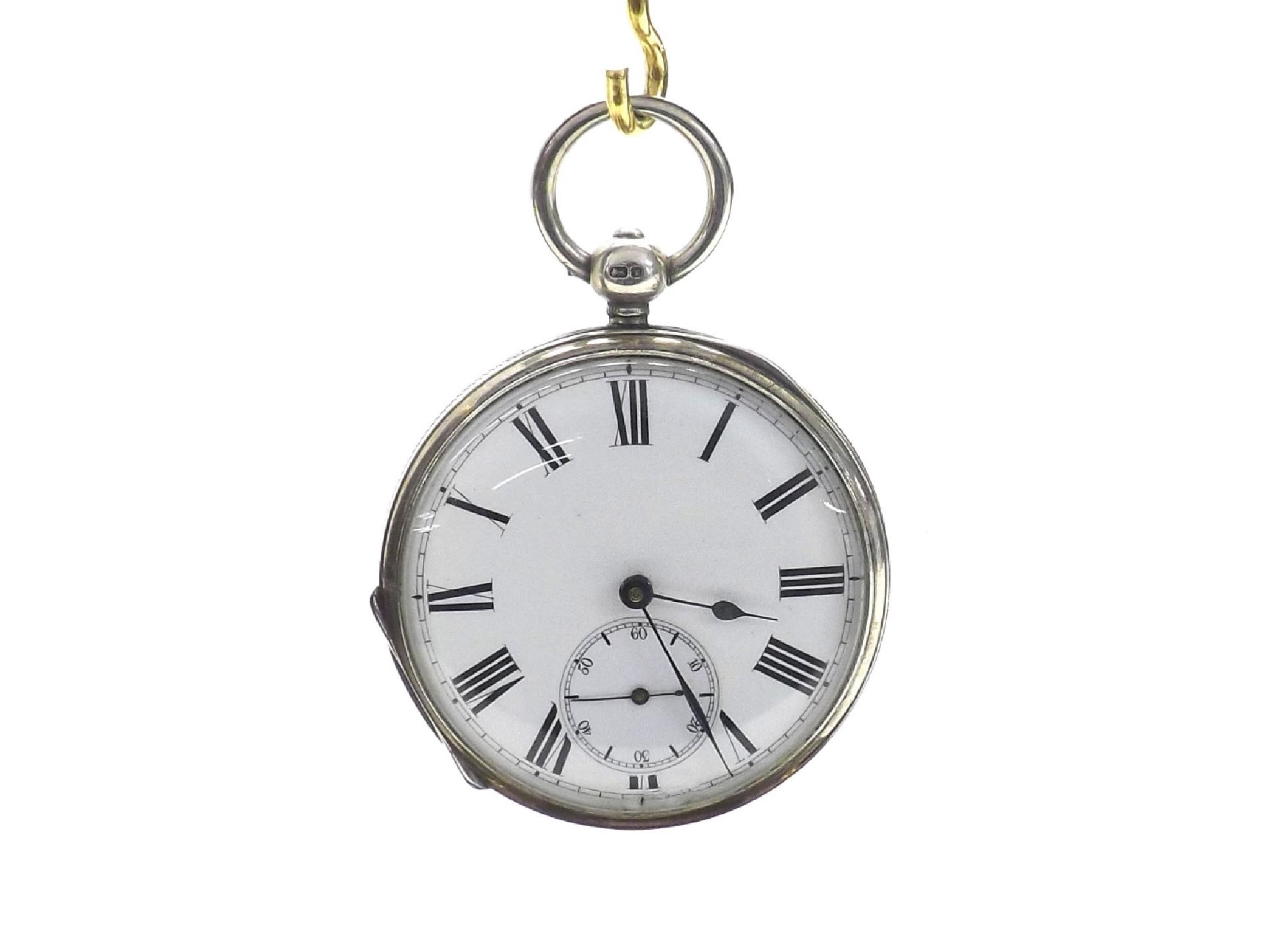 Appraisal: Clean silver fusee lever engine turned going barrel pocket watch