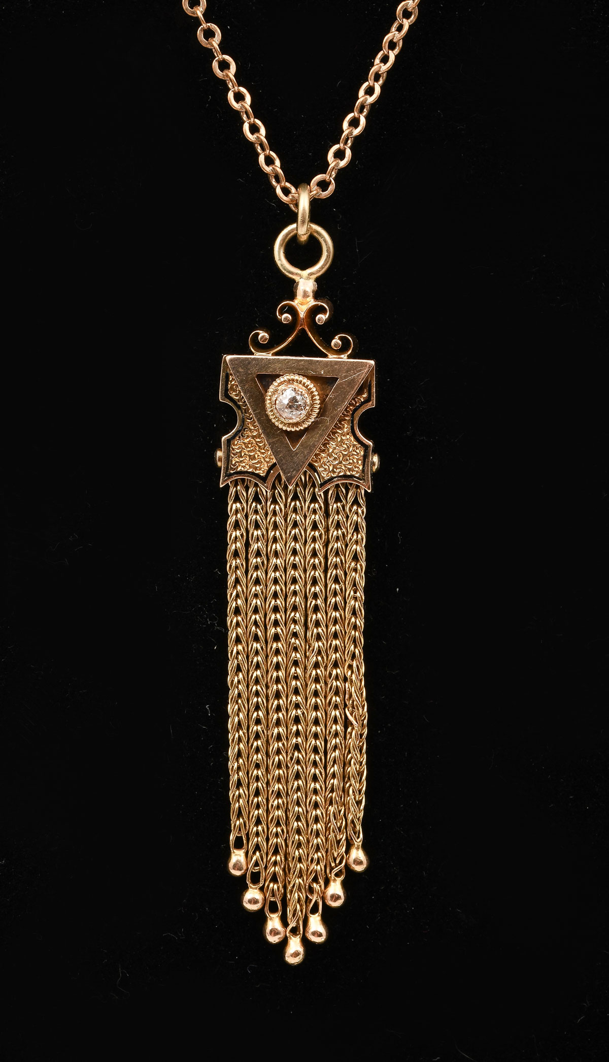 Appraisal: EARLY TH CENTURY VICTORIAN TASSEL PENDANT NECKLACE K yellow gold