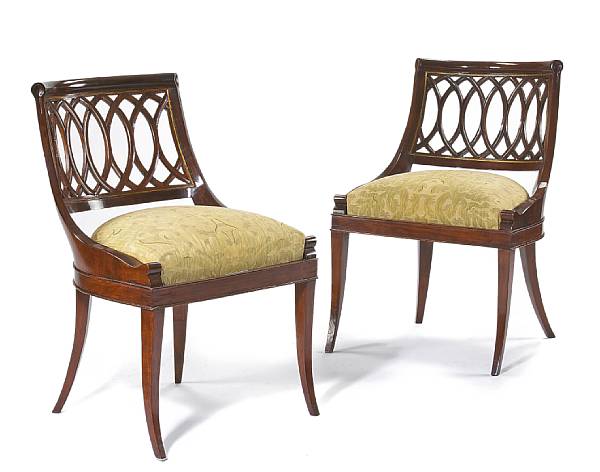 Appraisal: A set of six Italian Neoclassical parcel gilt walnut chairs