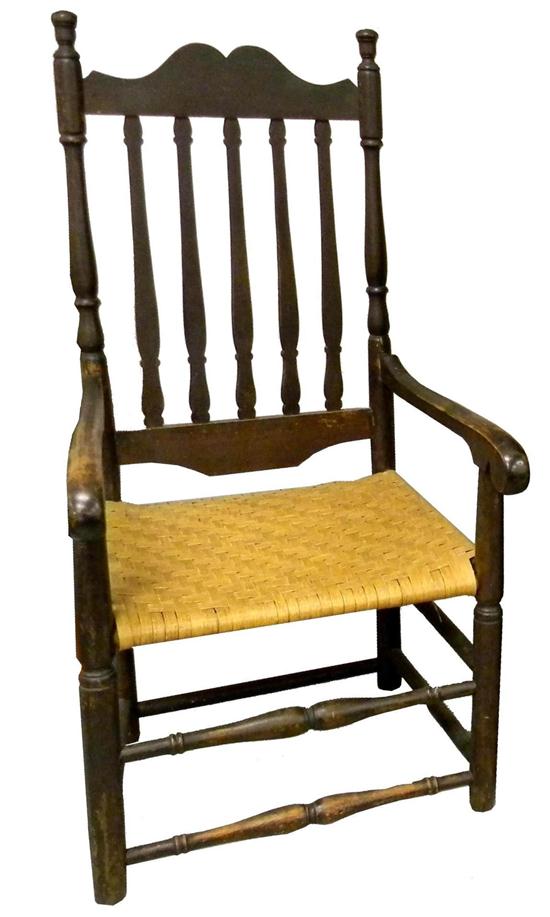 Appraisal: Bannister back armchair tapered and ring turned stiles and double