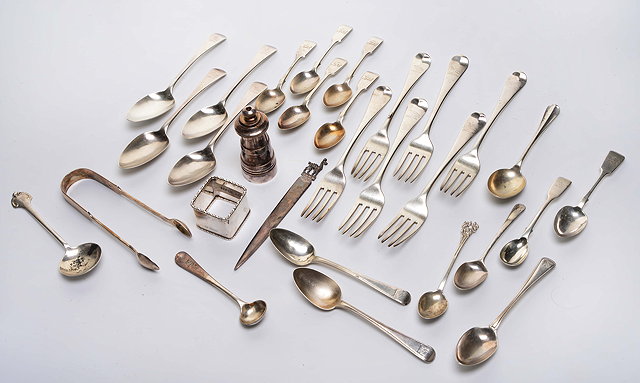 Appraisal: A SET OF FOUR SILVER TABLE FORKS with marks for