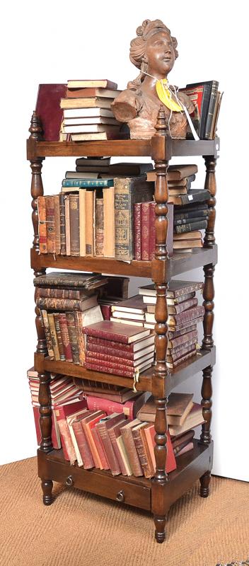 Appraisal: A REGENCY STYLE FOUR TIER FREESTANDING BOOKCASE each tier divided