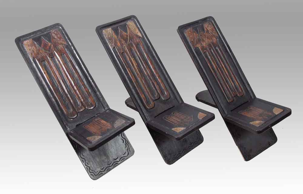 Appraisal: CARVED AFRICAN PIECE CONTEMPORARY SLOT CHAIRS - GHANA LBS EACH