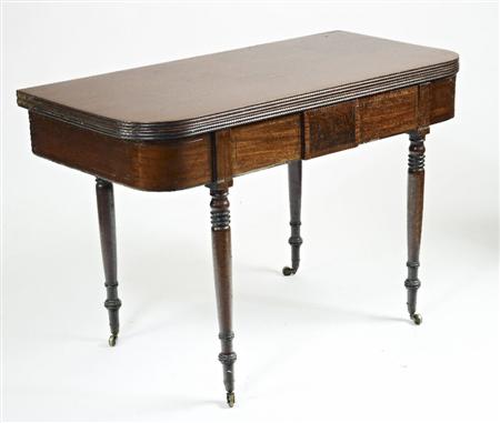 Appraisal: A Regency mahogany and inlaid tea table the foldover top