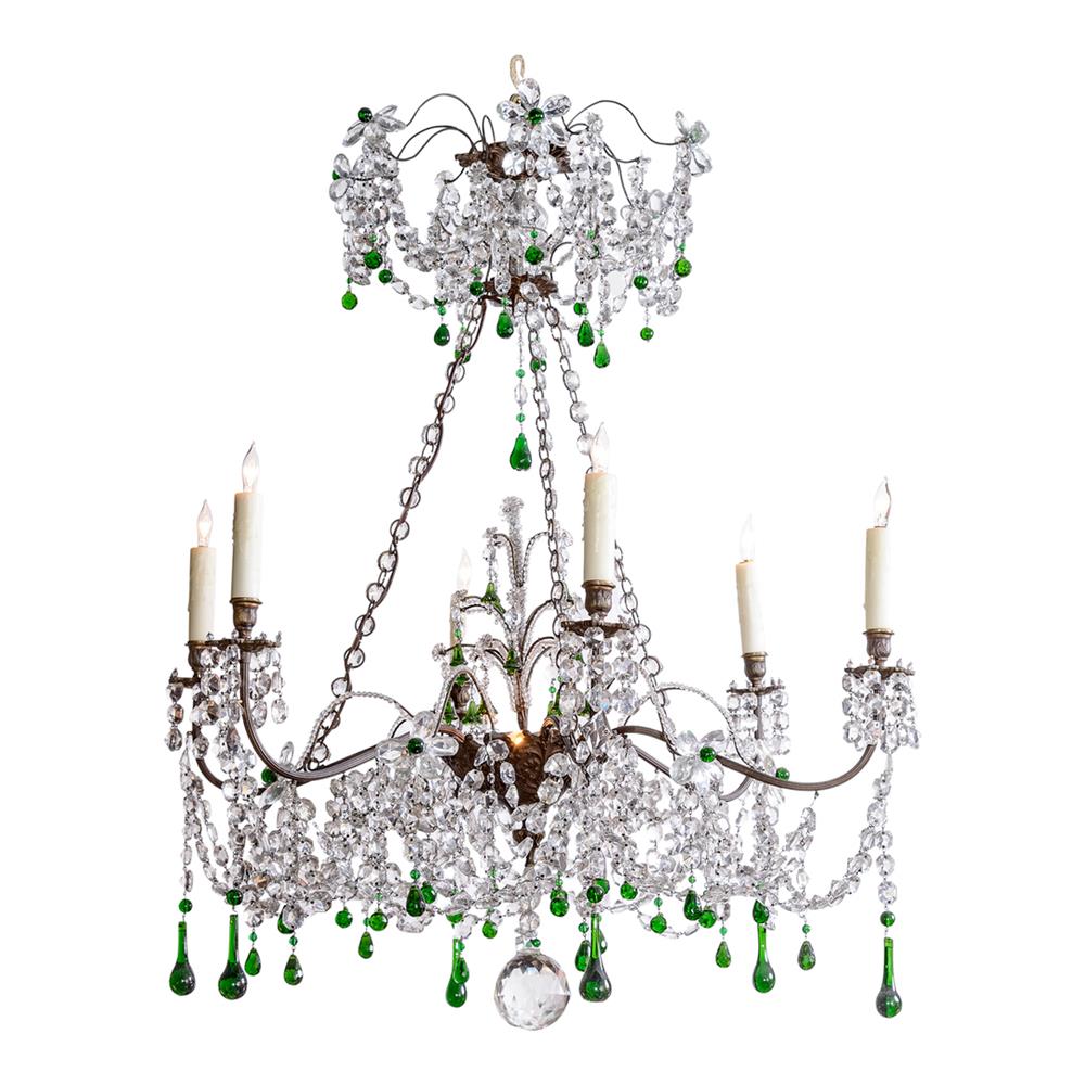 Appraisal: RUSSIAN OR SWEDISH STYLE COLORLESS AND EMERALD GREEN GLASS DROPS