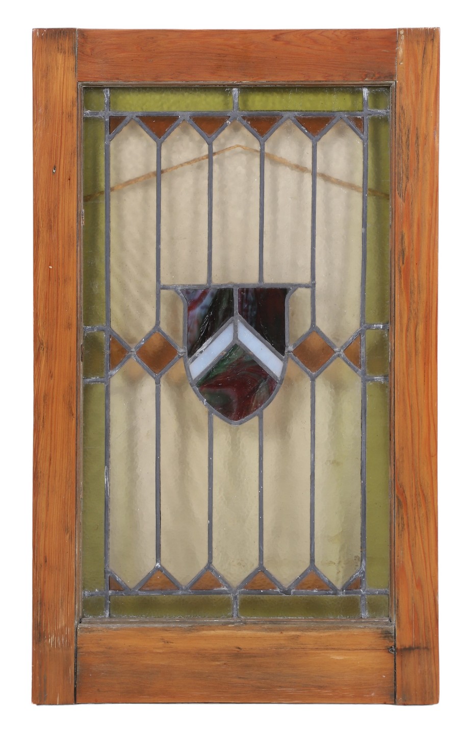 Appraisal: Stained glass window wood frame x