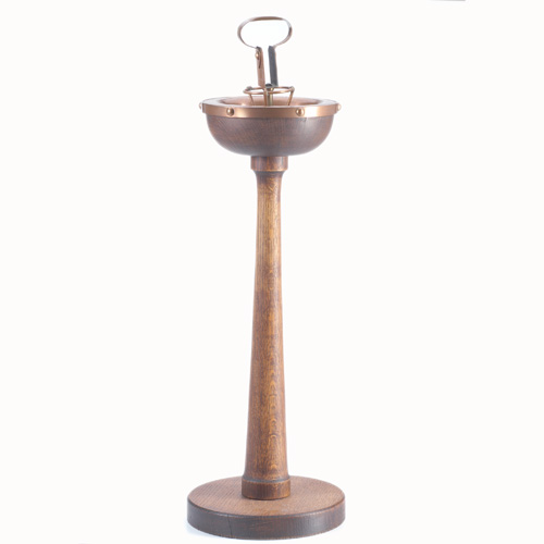 Appraisal: ROYCROFT Ashtray stand with hammered copper lining on oak base