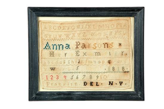 Appraisal: NEW YORK SAMPLER Anna Parsons Franklin Delaware County silk on