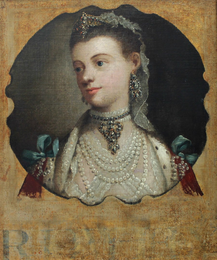 Appraisal: Circle of Thomas Frye Portrait of Queen Charlotte oil on