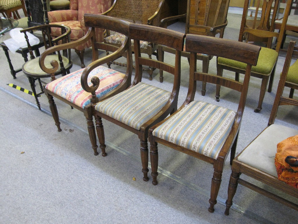 Appraisal: Mahogany carver and pair of matching chairs