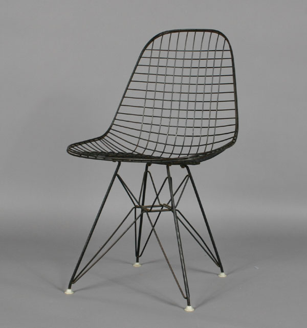 Appraisal: Eames wire mesh Eiffel tower side chair H x W