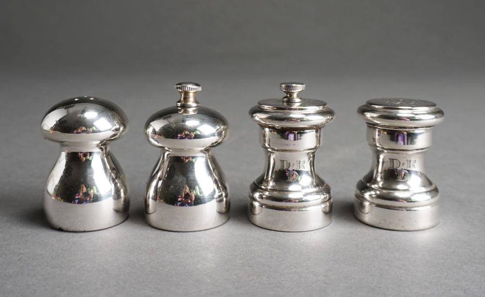 Appraisal: Two Pair Sterling Silver Mounted Salt Shakers and Pepper Mills