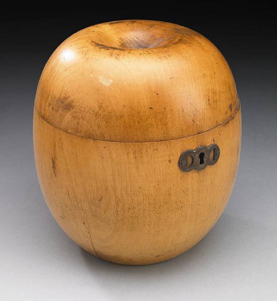 Appraisal: A Dutch fruitwood apple form tea caddy early th century