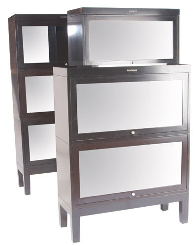 Appraisal: SHAW WALKER BOOKCASES Metal barrister cases with interchangeable units and