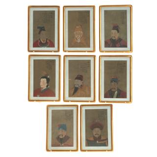 Appraisal: Set Antique Chinese ancestral portraits Set Antique Chinese ancestral portraits