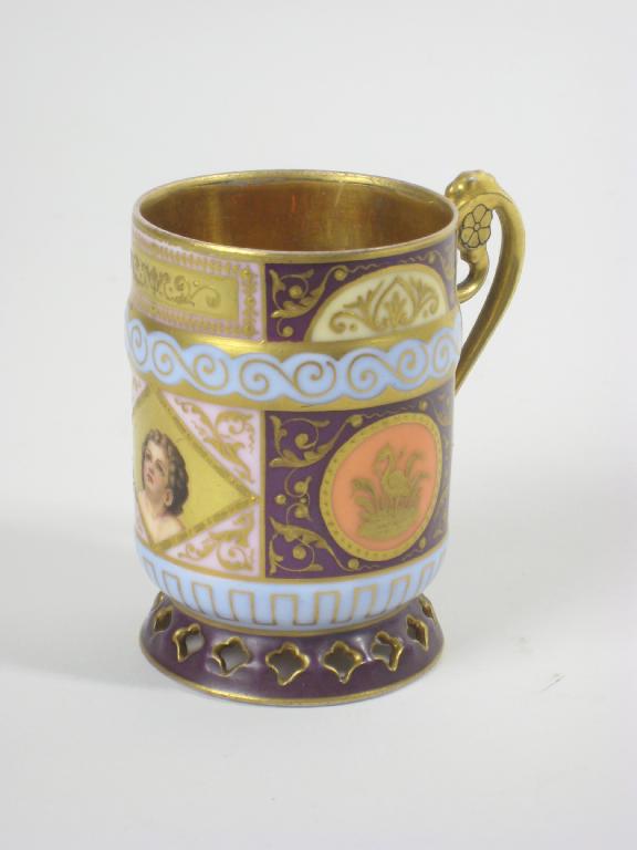 Appraisal: An Aich Carlsbad Vienna style small Mug painted reserve of