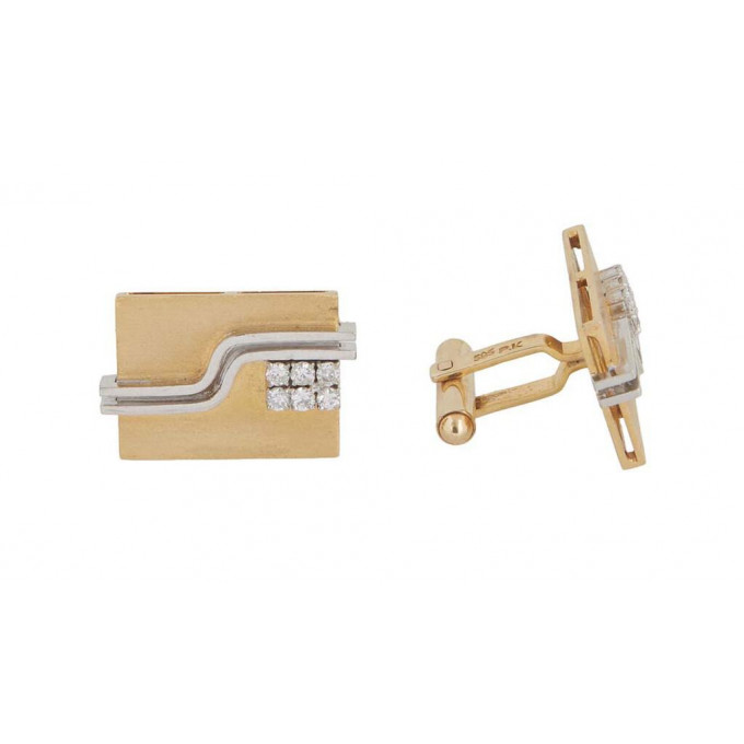 Appraisal: Pair of K Two-Tone White and Yellow Gold Diamond Cufflinks