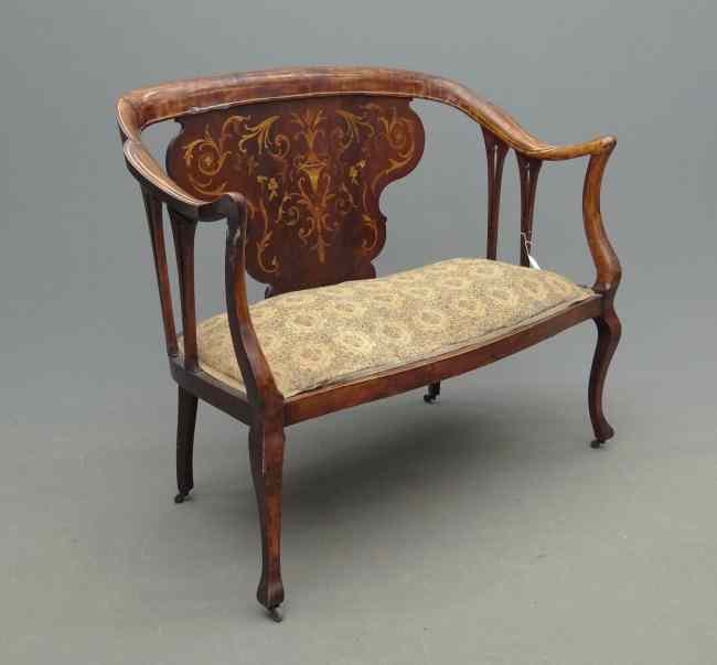 Appraisal: C 's inlaid settee '' W