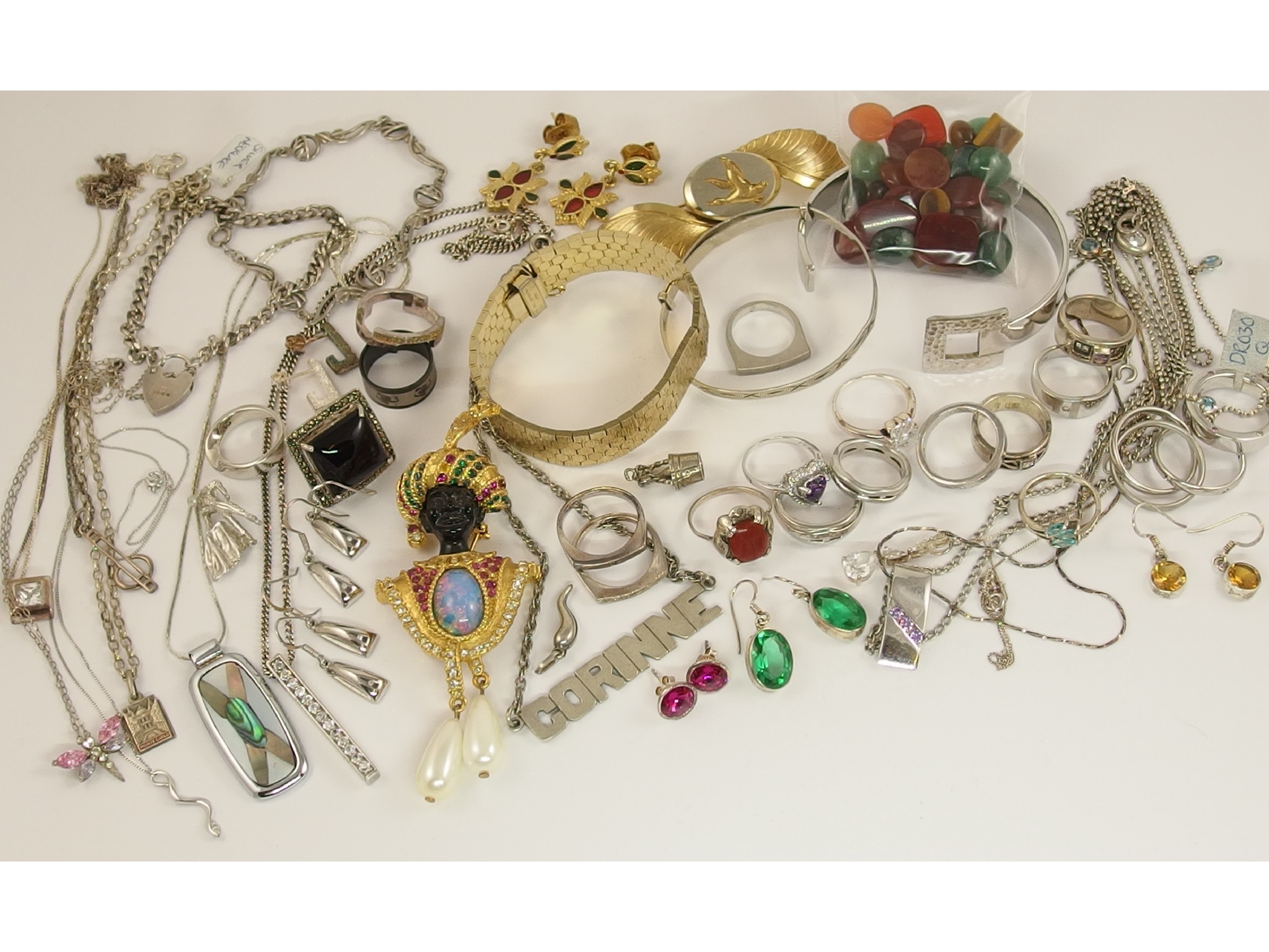 Appraisal: A collection of silver and costume jewellery to include a