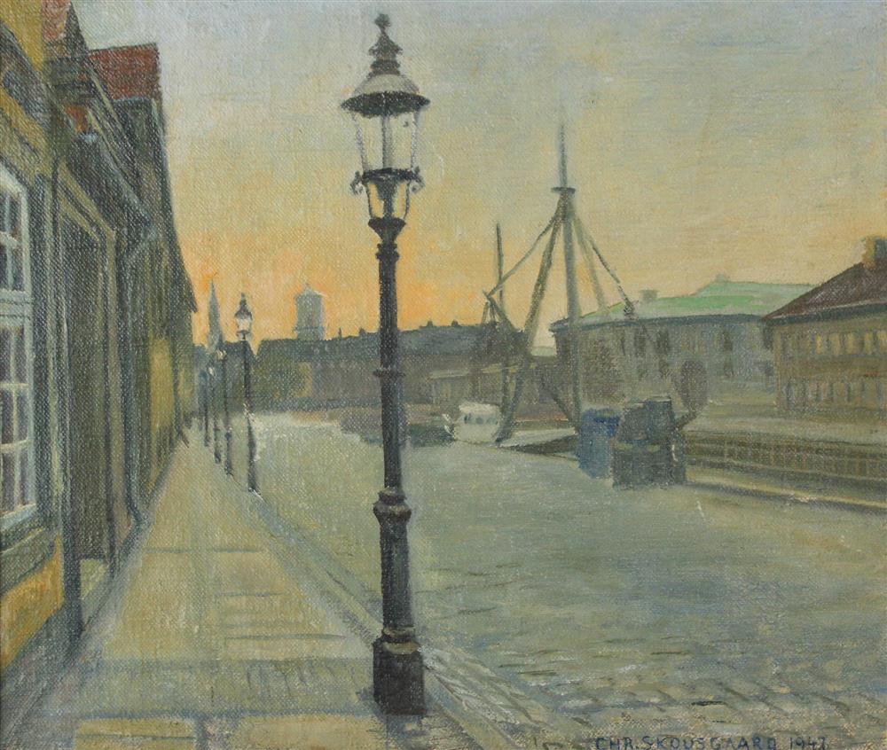 Appraisal: CHR SKOUSGAARD TH CENTURY FREDERIKSHOLM CANAL Oil on canvas x