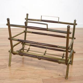 Appraisal: Attr Tommi Parzinger brass magazine rack Attr Tommi Parzinger brass