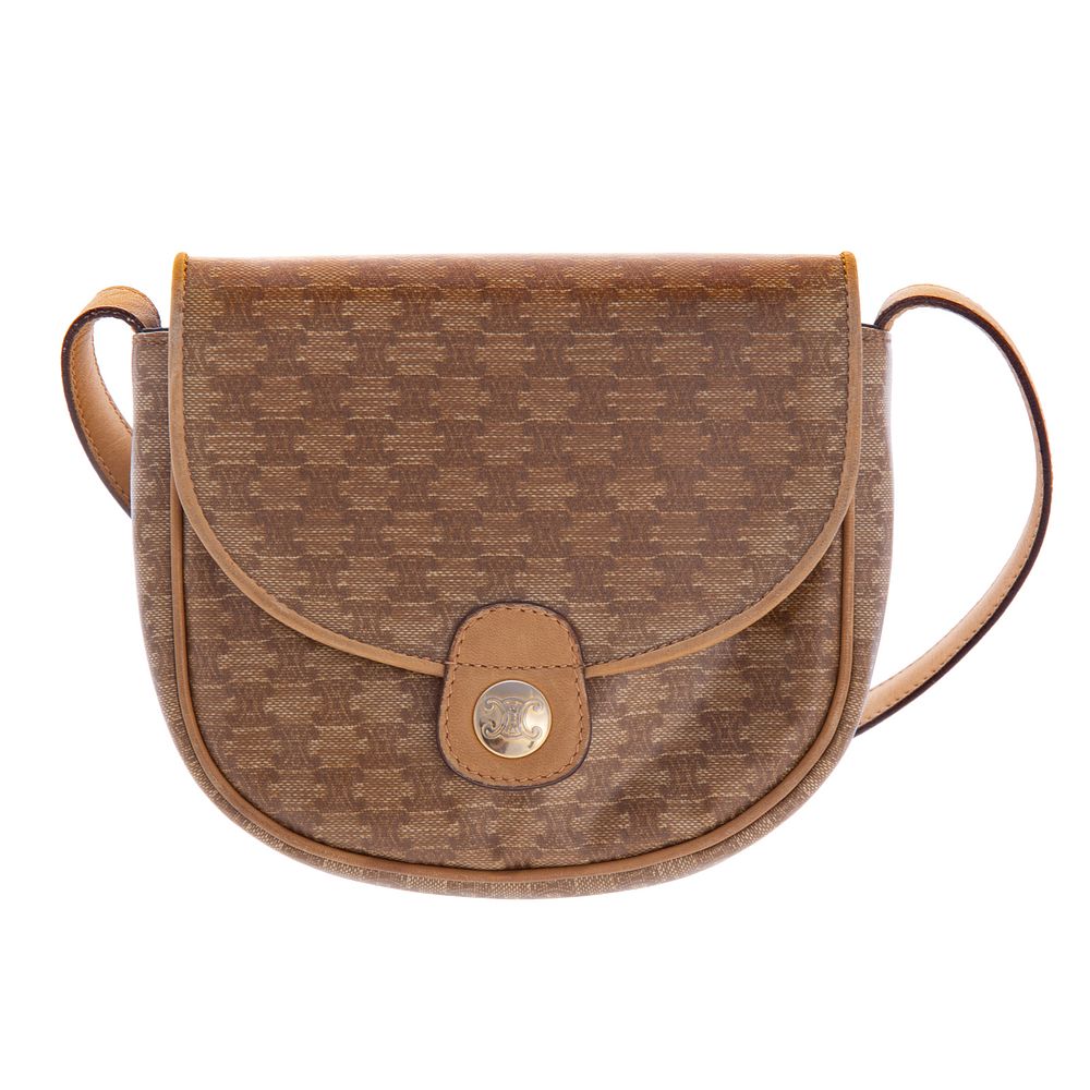 Appraisal: A Celine Triomphe Crossbody Bag A caramel and brown Macadam