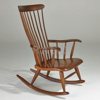 Appraisal: ROBERT WHITLEY Sculpted Walnut rocking chair Solebury PA Inscribed signature