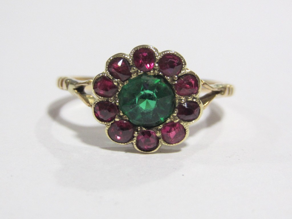 Appraisal: An Edwardian ct gold ruby and gem set flower head