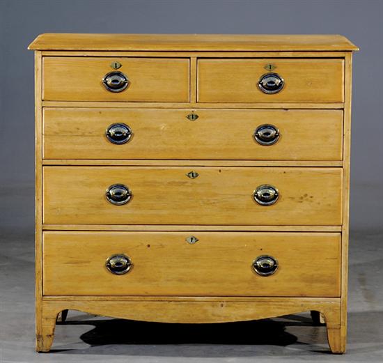 Appraisal: English pine chest of drawers th century rectangular molded top