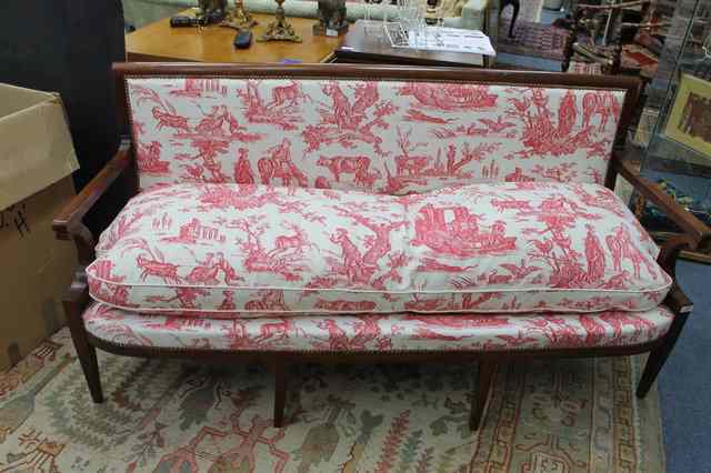 Appraisal: AN OLD EUROPEAN TH CENTURY MAHOGANY SETTEE upholstered back and