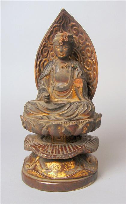 Appraisal: Japanese gilt-wood amida figure late th century Carved seated figure