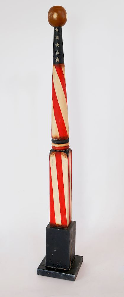 Appraisal: Antique Style Patriotic Painted Wood Barber's Pole Exclusive on Bidsquare