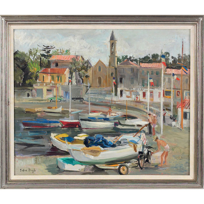 Appraisal: Irene Pages French th century Boat Landing c oil on