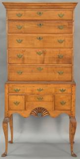 Appraisal: Queen Anne high chest in two parts having cornice molded